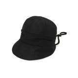 ブラック(019) | リネンライク顔周りすっぽりキャスケット | SHOO・LA・RUE