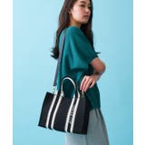 【2WAY】ラインハンドルスクエアニットミドルトートバッグ | OPAQUE.CLIP | 詳細画像1