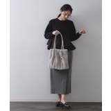 【A4サイズ対応／マチ付き】ストライプフェイクファートートバッグ | OPAQUE.CLIP | 詳細画像5 