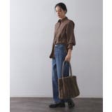 【A4サイズ対応／マチ付き】ストライプフェイクファートートバッグ | OPAQUE.CLIP | 詳細画像15 