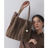 モカブラウン(842) | 【A4サイズ対応／マチ付き】ストライプフェイクファートートバッグ | OPAQUE.CLIP