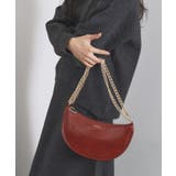 レッド(063) | 【2WAY】オイル調合皮チェーンハンドルムーンミドルバッグ | OPAQUE.CLIP