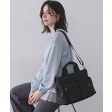 ブラック(019) | フロントWポケット3層デザインミドルトートバッグ【2WAY／マルチポケット】 | OPAQUE.CLIP