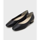 ブラック(019) | メタルパーツVフラットパンプス【抗菌防臭加工／生活防水】 | OPAQUE.CLIP