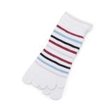 ホワイト(301) | 5本指ボーダーショートソックス | adabat