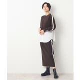 ブラウン(044) | 【セットアップ企画・洗える】シャツ付きニット＆スカート | Dessin