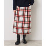 アイボリー(204) | 【洗える】起毛チェックタックスカート(XS~L) | Dessin