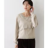 グレージュ(050) | ノースリーブインナー付きVネックショート丈ニット | Dessin