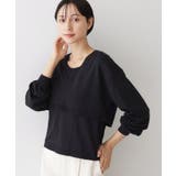 ネイビー(094) | ノースリーブインナー付きVネックショート丈ニット | Dessin