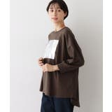 ブラウン(044) | 【洗える】箔プリントロングTシャツ | Dessin