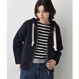 【洗える】コットンカシミヤブレンドフードジップカーディガン | Dessin | 詳細画像1