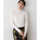 ホワイト(002) | 【洗える】リブタートルネックニット | Dessin