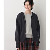 ネイビー(094) | 【キレイ見え/洗える】ジャカード編みフードジップ | Dessin