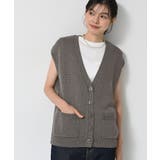 チャコールグレー(014) | 【洗える】フレンチスリーブニットベスト | Dessin