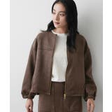 ブラウン(043) | 【セットアップ可・洗える】マシュマロスウェードジップブルゾン | Dessin