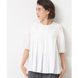 ホワイト(002) | 【洗える】タックデザインブラウス | Dessin