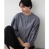 【洗える】ストライプギャザー袖ブラウス | Dessin | 詳細画像9 