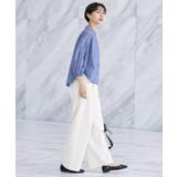 【洗える】ストライプギャザー袖ブラウス | Dessin | 詳細画像15 