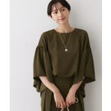 ブラウン(044) | 【セットアップ可・洗える】フレアスリーブブラウス | Dessin