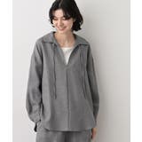 チャコールグレー(014) | 【セットアップ可/洗える】ツイードライクスキッパーシャツ | Dessin