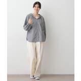 【洗える】ストライプフードブラウス | Dessin | 詳細画像3 