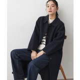 ネイビー(094) | 【洗える】ウール混リバーメルトンロングコート | Dessin