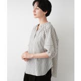 【洗える/五分袖】ランタンスリーブスキッパーネックブラウス | Dessin | 詳細画像6 