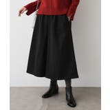 ブラック(019) | 【ウエストゴム/洗える】起毛フレアシルエットパンツ | Dessin