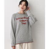 【洗える】ペイント風刺繍入り配色ラインニット | Dessin | 詳細画像5