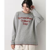 【洗える】ペイント風刺繍入り配色ラインニット | Dessin | 詳細画像6