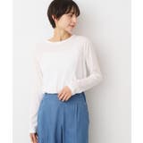 ホワイト(001) | 【洗える】クルーネックシースルーロンT | Dessin