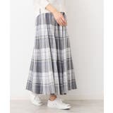 サックスブルー(290) | 【ウエストゴム・4サイズ展開】映えチェック柄スカート（XS～L） | Dessin