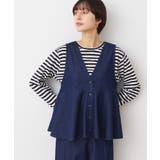 ネイビー(094) | 【洗える】デニムペプラムベスト | Dessin