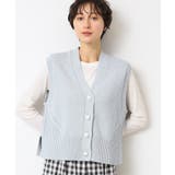 サックスブルー(090) | 【洗える】パール調ボタン付きニットジレ | Dessin
