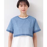 【洗える】シアーデニムショート丈ブラウス | Dessin | 詳細画像9 