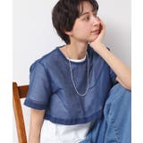 ネイビー(094) | 【洗える】シアーデニムショート丈ブラウス | Dessin