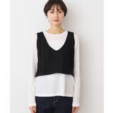 【洗える】クロップド丈Vネックニットベスト | Dessin | 詳細画像9 