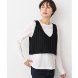 ブラック(019) | 【洗える】クロップド丈Vネックニットベスト | Dessin