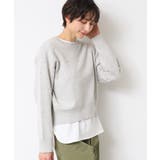 グレー(012) | 【洗える】パール調付きクロップド丈ニット（S～L） | Dessin