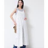 ホワイト(002) | 【洗える】刺繍柄インドレースキャミワンピース | Dessin