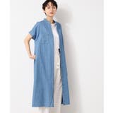 【洗える】リネンブレンドデニム調シャツワンピース（S～L） | Dessin | 詳細画像2 