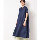 ネイビー(094) | 【洗える】リネンブレンドデニム調シャツワンピース（S～L） | Dessin