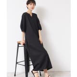 ブラック(019) | 【洗える】パフスリーブAラインワンピース（S～L） | Dessin