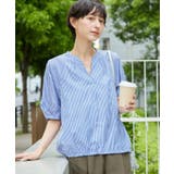 ネイビー(396) | 【洗える・4サイズ展開】パフスリーブ五分袖ブラウス（XS～L） | Dessin