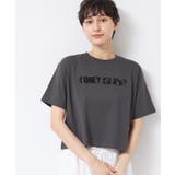 チャコールグレー(014) | 【洗える】スパンコールロゴTシャツ（XS～L） | Dessin