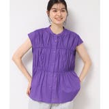 【洗える】シャーリングペプラムブラウス | Dessin | 詳細画像9 