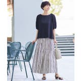 【洗える】バッグギャザー入り五分袖ボリュームブラウス | Dessin | 詳細画像7 