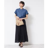 【洗える】リネンブレンドデニムフリルシャツ | Dessin | 詳細画像2 