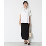 【ウエストゴム・洗える】カットジョーゼットライン入りタイトスカート | Dessin | 詳細画像2 