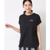 ブラック(019) | 【洗える】フレンチスリーブロゴ入りTシャツ | Dessin